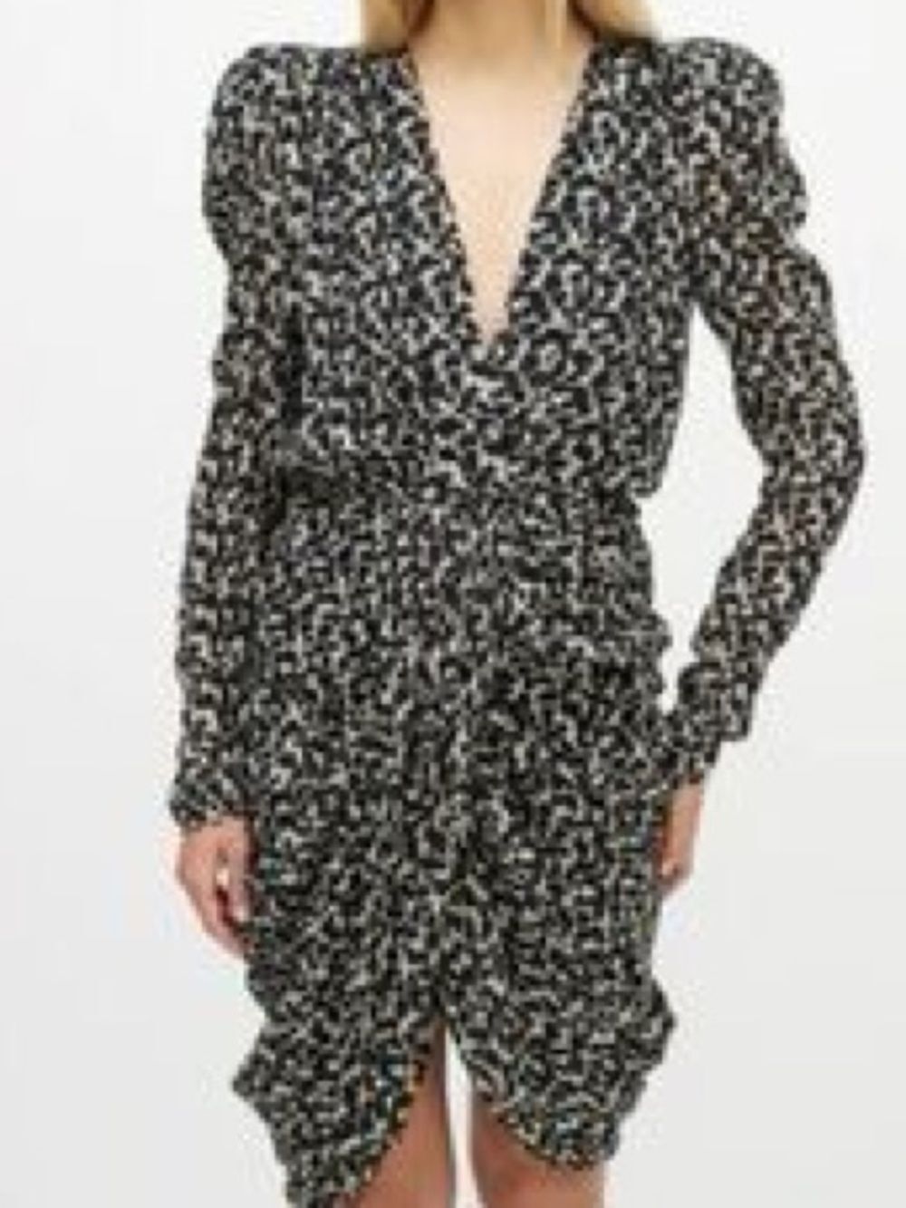 Isabel Marant Issolya Printed Lurex Broche Draped Dress SZ M